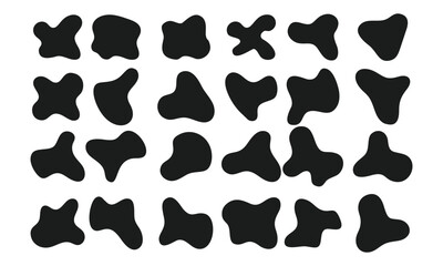 Abstract liquid shapes set. Organic blobs, liquid elements. Irregular oval blob. Futuristic shape ink blots. Modern graphic element vector template