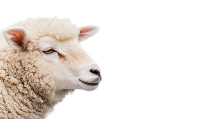 Fototapeta premium Sheep grazing in pasture farm setting animal portrait natural environment close-up view tranquil concept