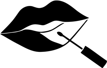 black and white vector illustration lips