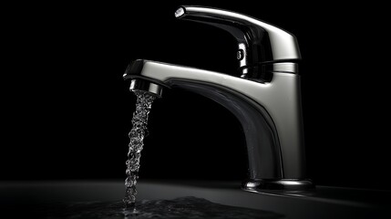 高性能蛇口から流れる水の瞬間美