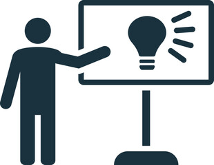 Businessman explaining new idea during presentation using whiteboard