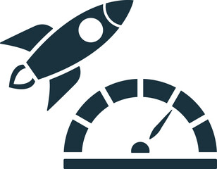 Rocket launch with speedometer, boosting business performance and growth