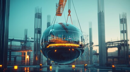 Futuristic Sphere Construction, Cyberpunk Cityscape