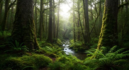 Obraz premium Imagine hiking through the ancient forests of Tasmania’s Wilderness World Heritage Area.