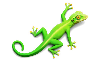 Fototapeta premium Vivid green gecko against a black background.