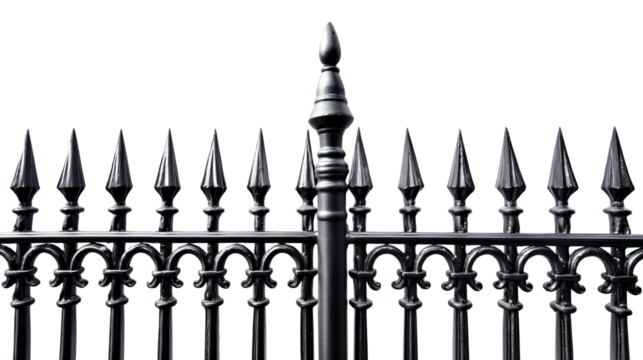 a black iron fence with a pointed top
