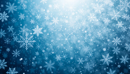 Snowflake burst on icy blue and white gradient, featuring intricate winter patterns