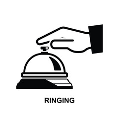 Ringing icon. Hand ringing service bell isolated on background vector illustration.