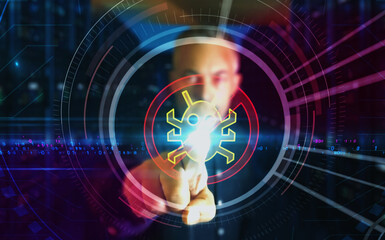 Antivirus cyber security symbol digital 3d finger touch