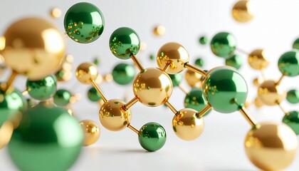 gold & green Molecules or Atoms are soft background