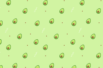Cute green pastel avocado seamless pattern background