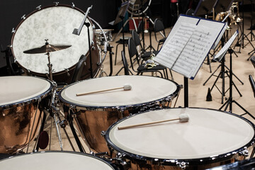 Timpani in the orchestra closeup