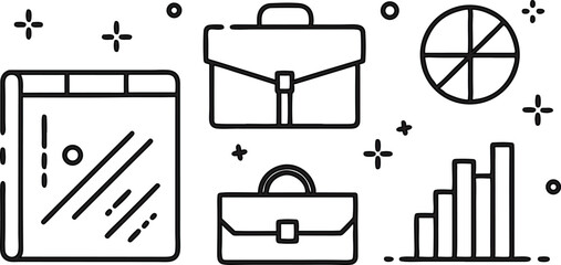 Vector icon set of a shopping cart and a shopping bag for web design
