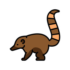 coati color flat icon for digital and print projects. South american animals.
