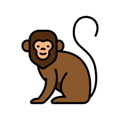 monkey habitat color line icon for digital and print projects. South american animals.