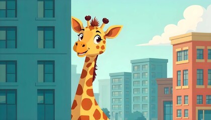 Obraz premium Happy Giraffe in the City