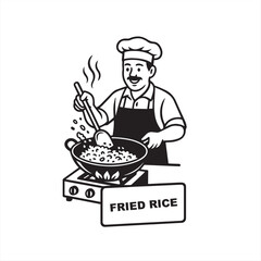 the chef is cooking fried rice
