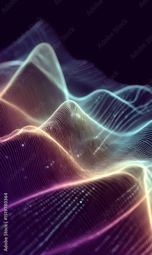 Poster abstract luminous waves display mesmerizing gradients of color creating a serene visual experience s