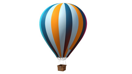 Fototapeta premium Colorful hot air balloon against a black background.