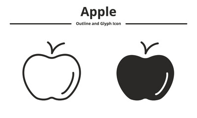 apple icon with outline and glyph style