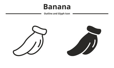 banana icon with outline and glyph style