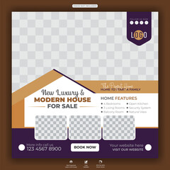 Luxury Modern House for Sale Advertisement Social Media Post Design Template

