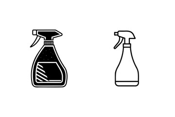 Two stylized spray bottles in black and white clean cleaning chemical dispenser design
