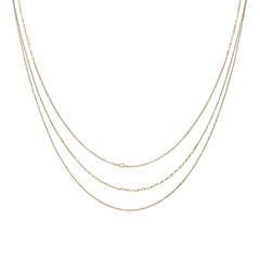 Elegant Layered Gold Necklaces on Green Transparent background