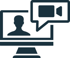 Video conference icon representing online meeting and communication