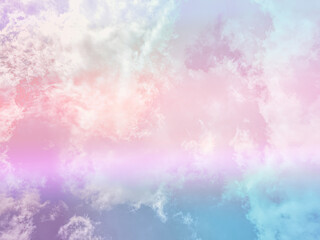 beauty sweet pastel red and pink colorful with fluffy clouds on sky. multi color rainbow image. abstract fantasy growing light