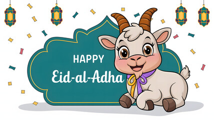 Cute Cartoon Goat for Eid al-Adha Celebration


