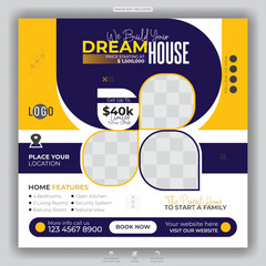 Real Estate Promotion for Luxury Dream House social media Post Design Template
