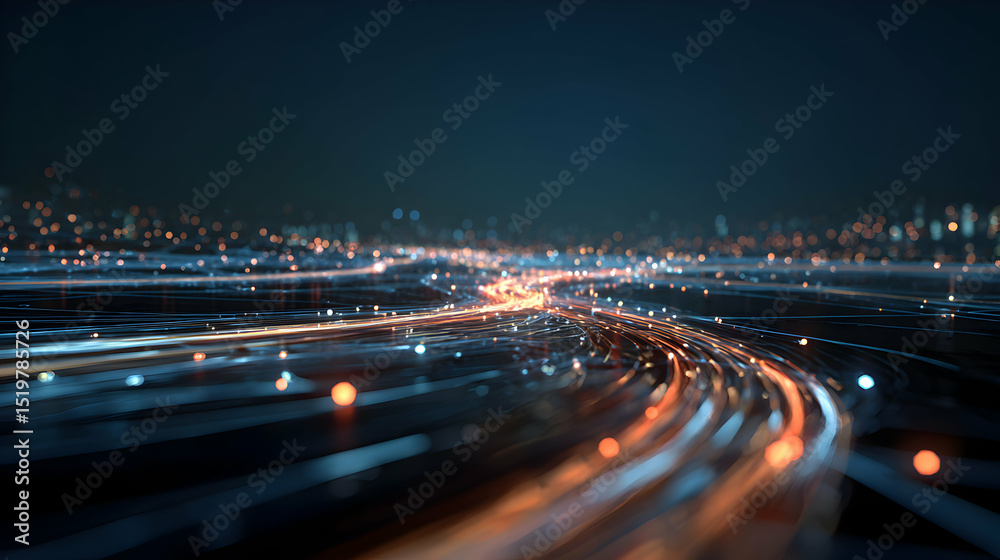 Poster illuminating digital pathways abstract depiction of data flow and network communication globally