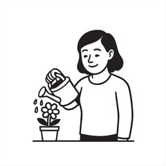 woman watering flowers