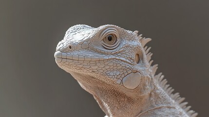 Iguana Head Profile with Detailed Scales and Neutral Color Tone