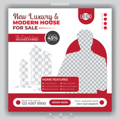 Luxury Modern House for Sale Advertisement social media post design
