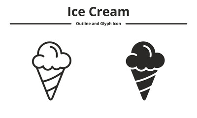 ice cream icon with outline and glyph style