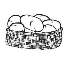 potatoes in the basket vector illustration. draw. coloring. easy to edit