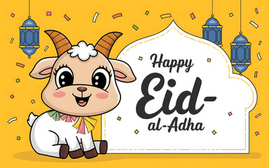 Cute Cartoon Goat for Eid al-Adha Celebration

