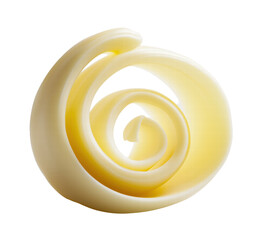 Obraz premium Butter curl forming a perfect spiral on transparent background