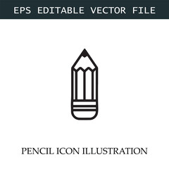 Pencil Icon Black and White Vector Design Image Illustration
