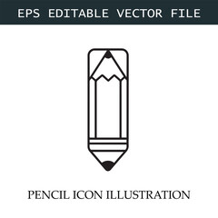 Pencil Icon Black and White Vector Design Image Illustration
