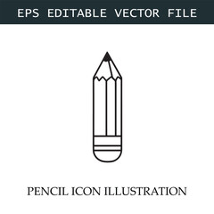 Pencil Icon Black and White Vector Design Image Illustration
