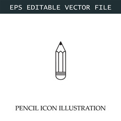 Pencil Icon Black and White Vector Design Image Illustration
