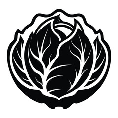Cabbage silhouette icon isolated on white background