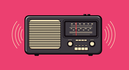Fototapeta premium Retro radio broadcast waves vintage style
