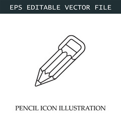 Pencil Icon Black and White Vector Design Image Illustration
