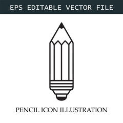 Pencil Icon Black and White Vector Design Image Illustration
