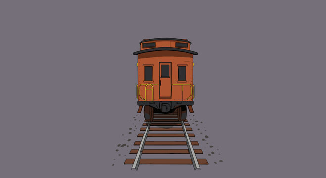 Train caboose on track vintage rail transport