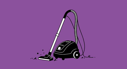 Vacuum cleaner equipment for cleaning on purple background